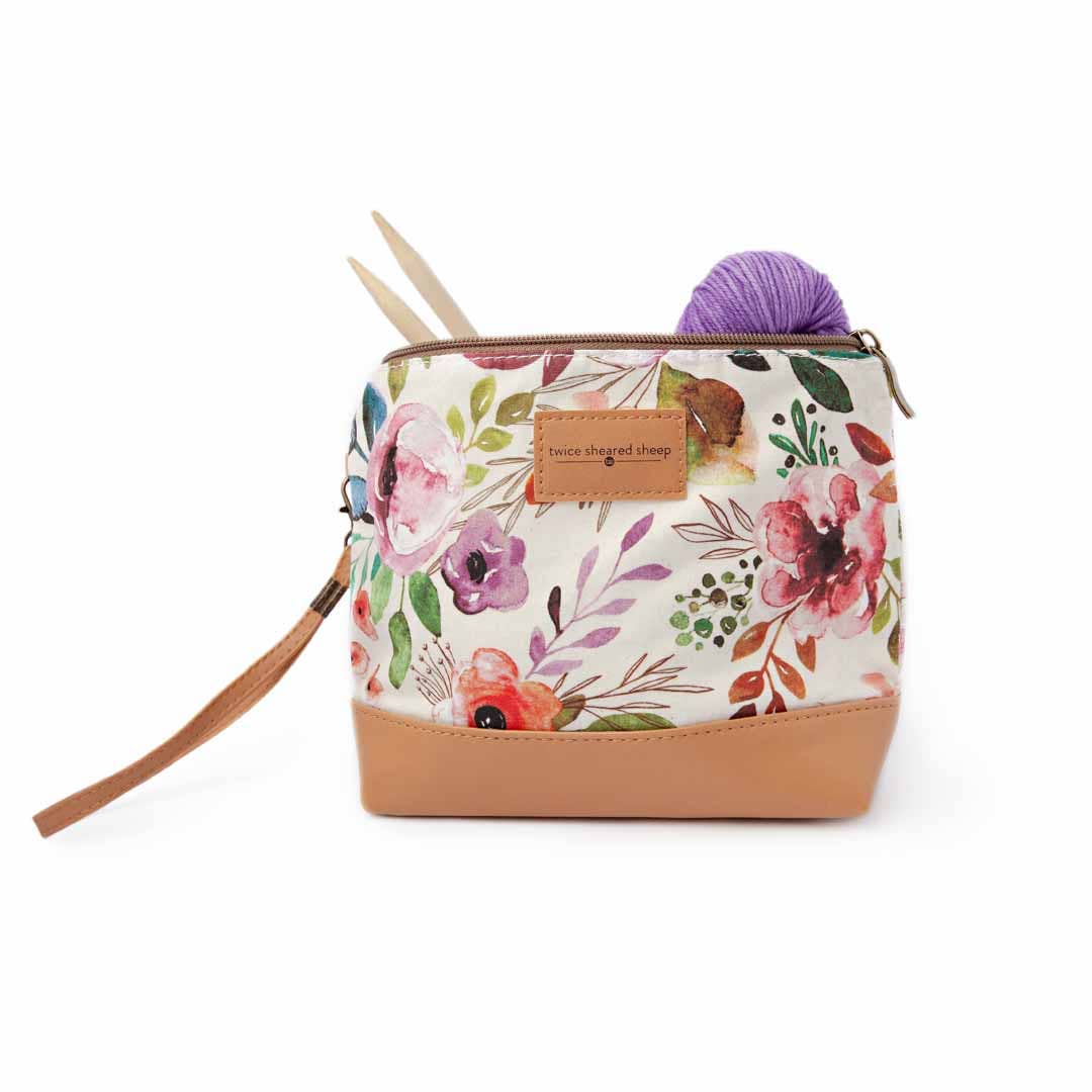 Mini Trini Bag – Small Zippered Project Bag - Spring Floral