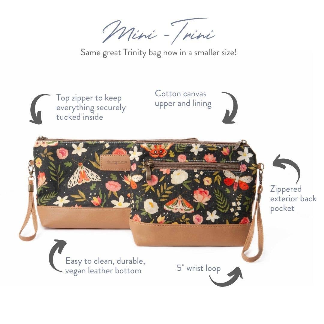 Mini Trini Bag – Small Zippered Project Bag - Night Forest