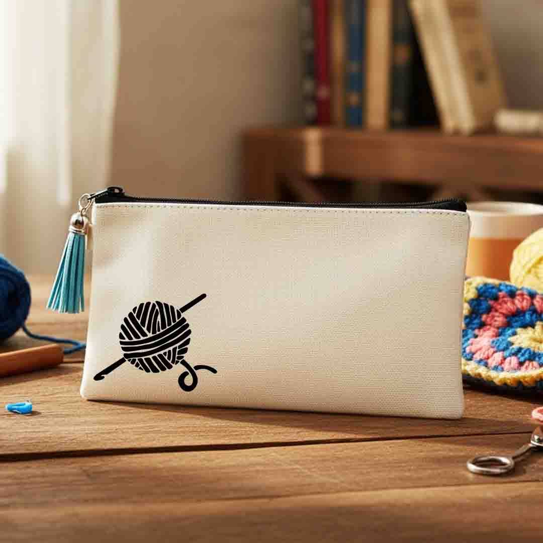 Crochet Yarn Ball Small Canvas Pouch - HH Branded