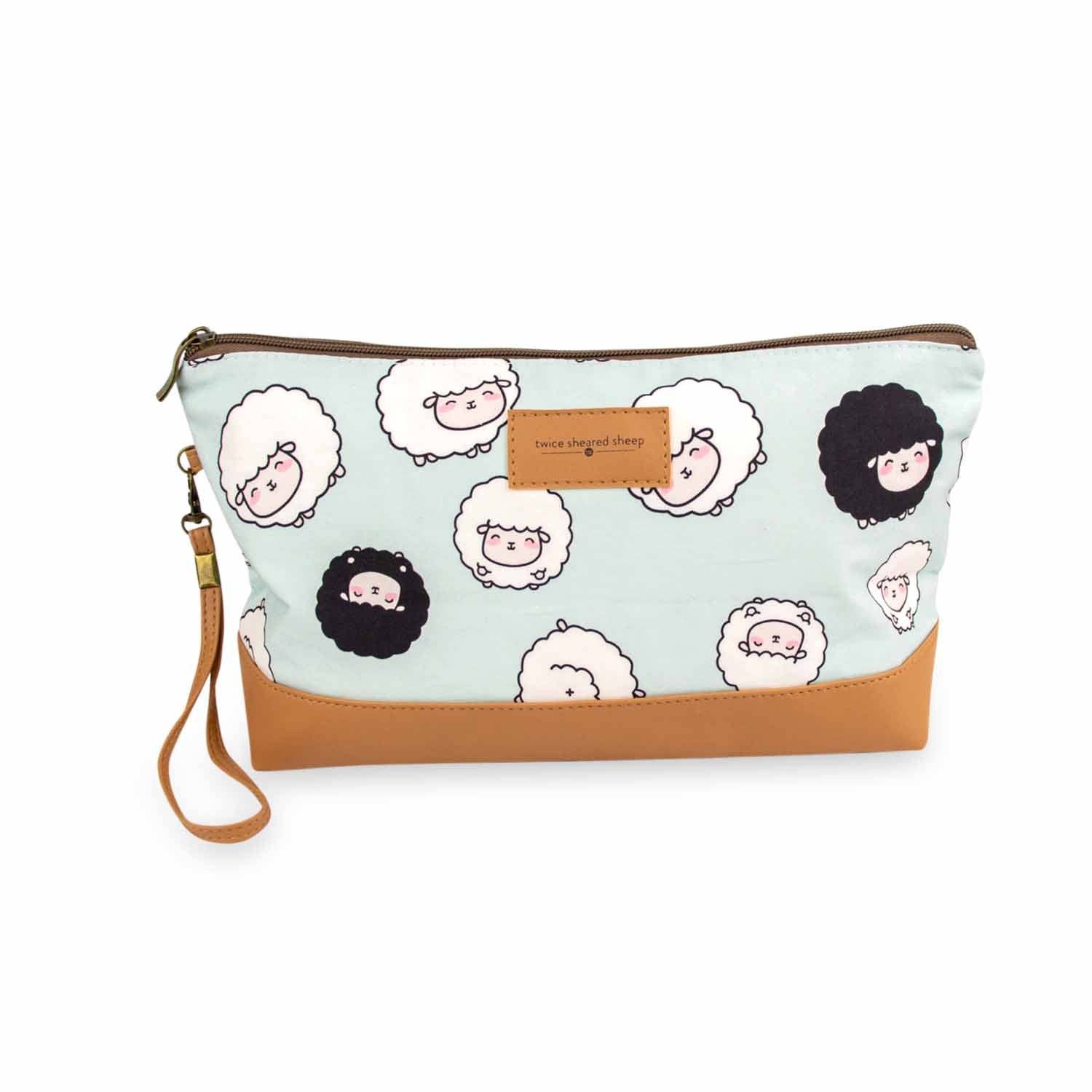 Chubby Sheep Trinity Bag–Medium Zippered Project Bag–Seafoam