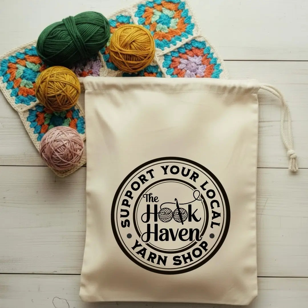 Support Local Yarn Shop Drawstring Project Bag