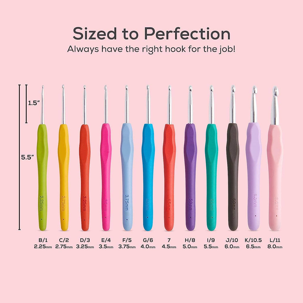 Jumbl - Crochet Hook Set, 12 Colorful Ergonomic Hooks