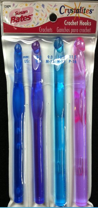 Susan Bates Crystalite Crochet Hook Set (L-P)